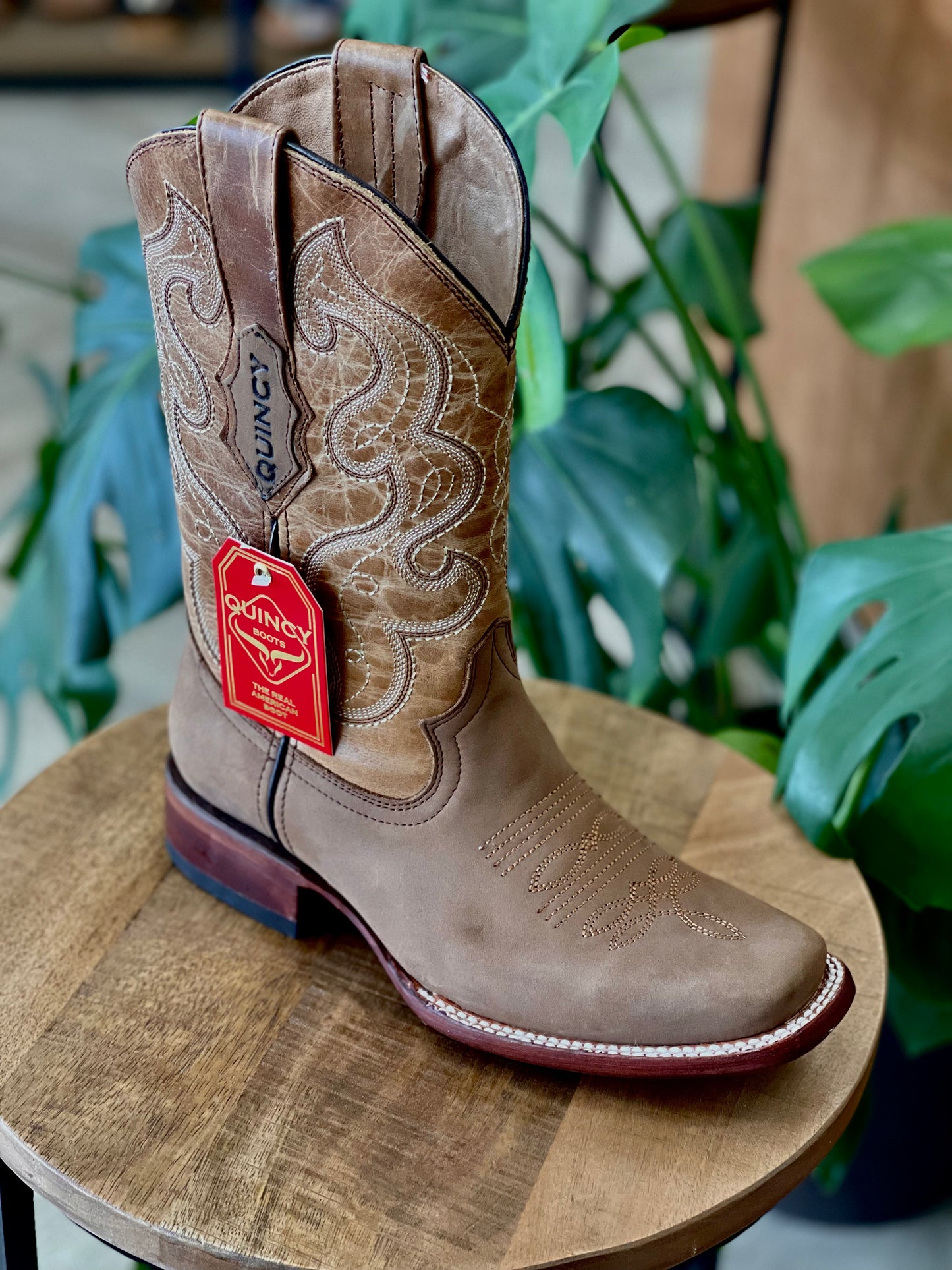 Quincy Tan Square Toe Men Western Boot
