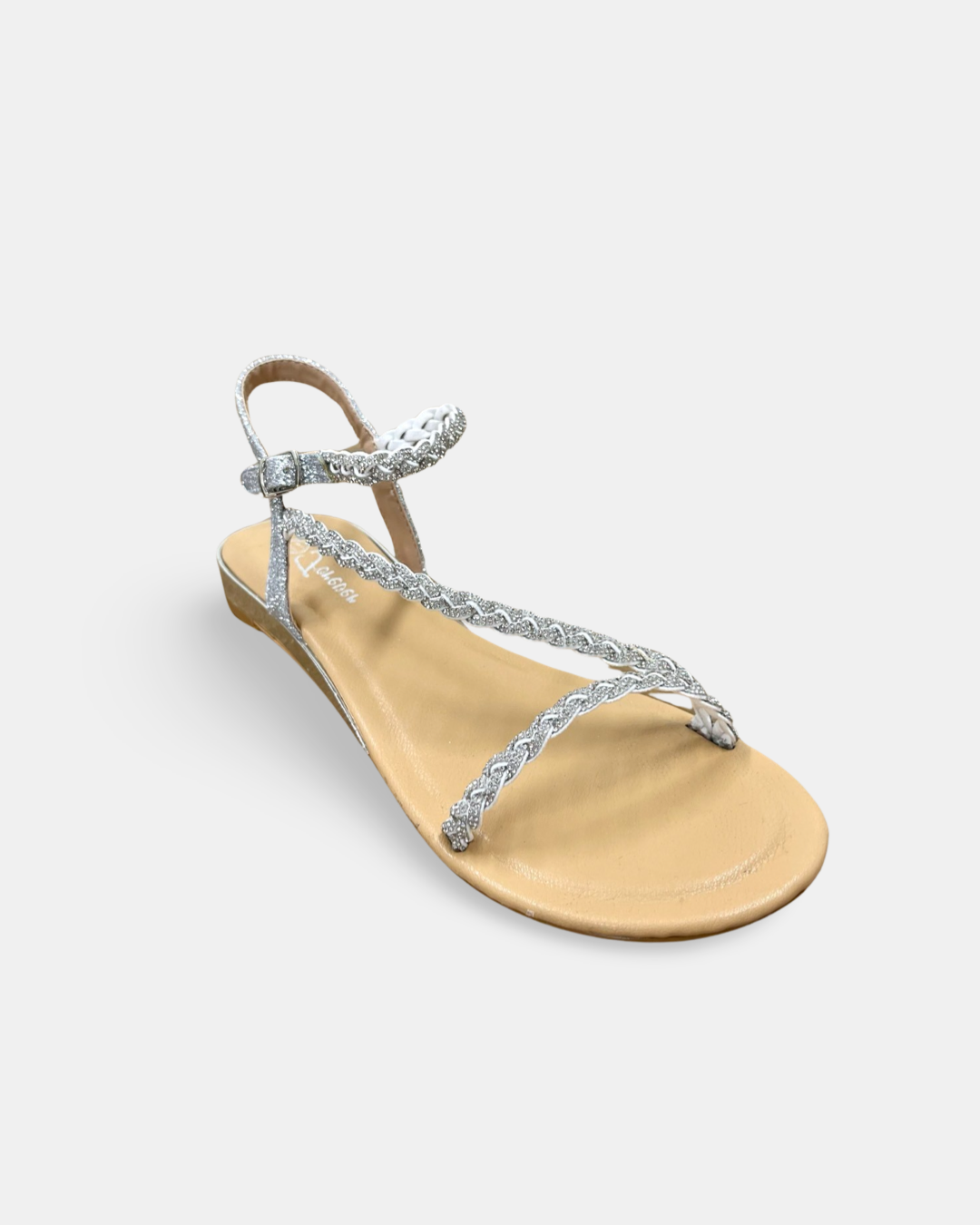 Forever Specific-06 Rhinestone Braid Ankle Strap Sandal
