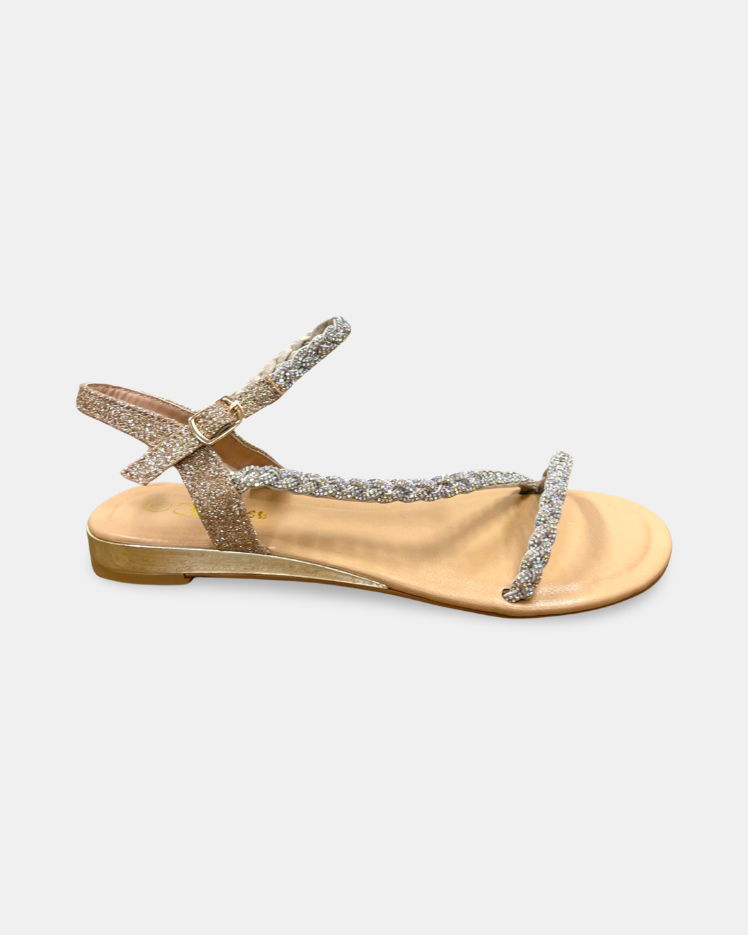 Forever Specific-06 Rhinestone Braid Ankle Strap Sandal
