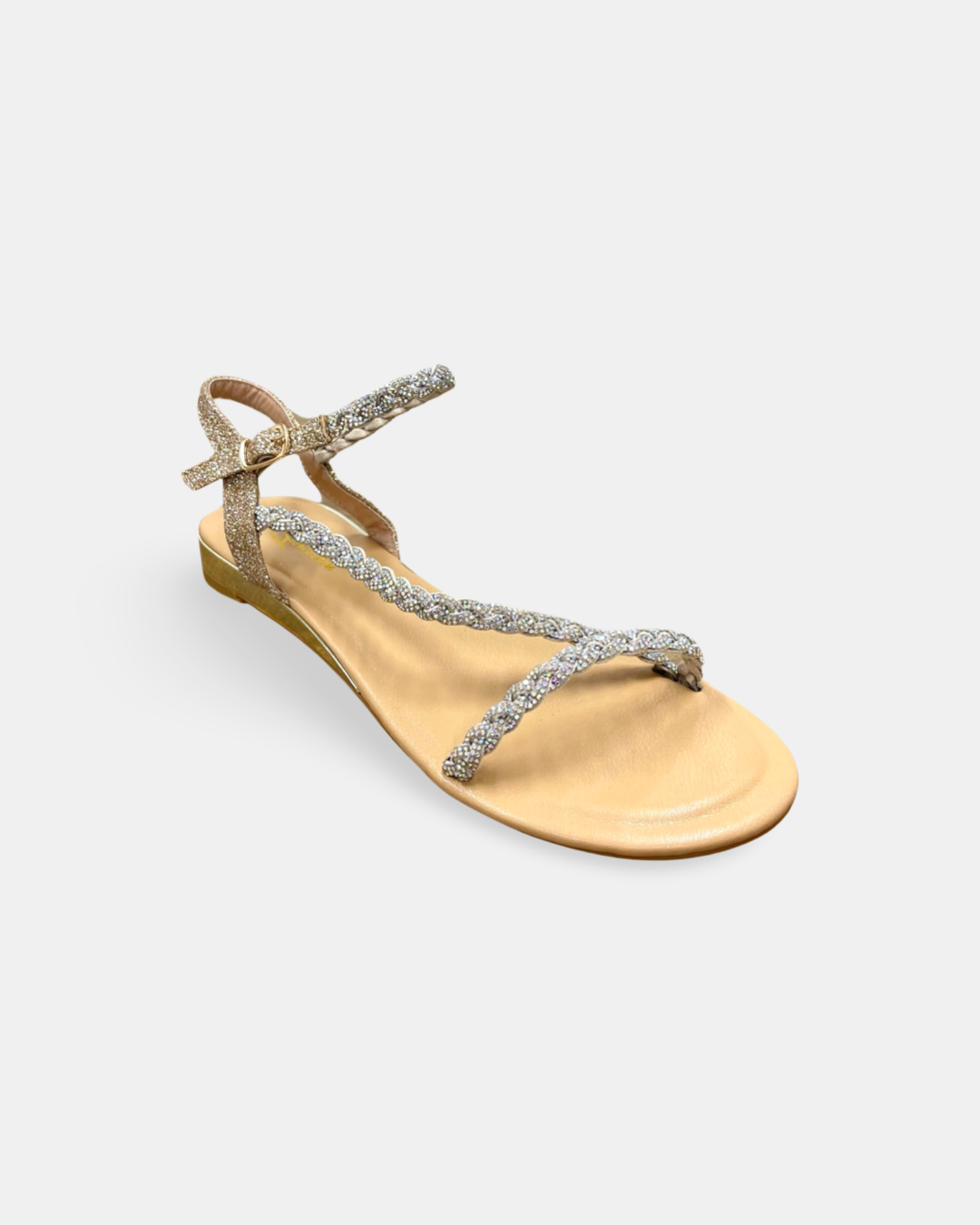 Forever Specific-06 Rhinestone Braid Ankle Strap Sandal