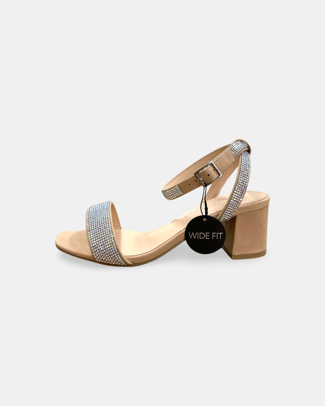 City Classified Wide Fit Folk Rhinestone Block Heel