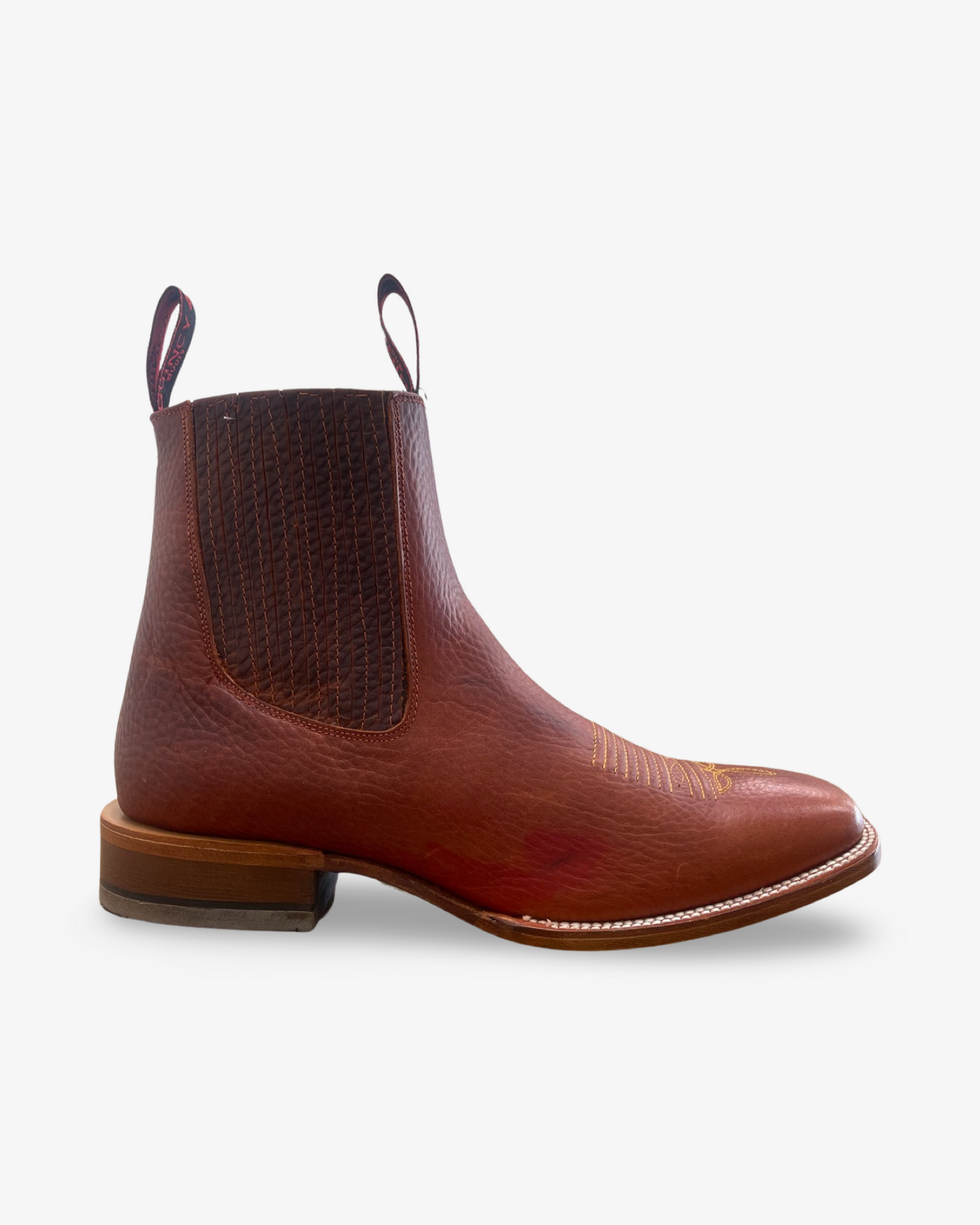 Quincy Boots Chedron Rhino Leather Wide Square Toe Botin Charro