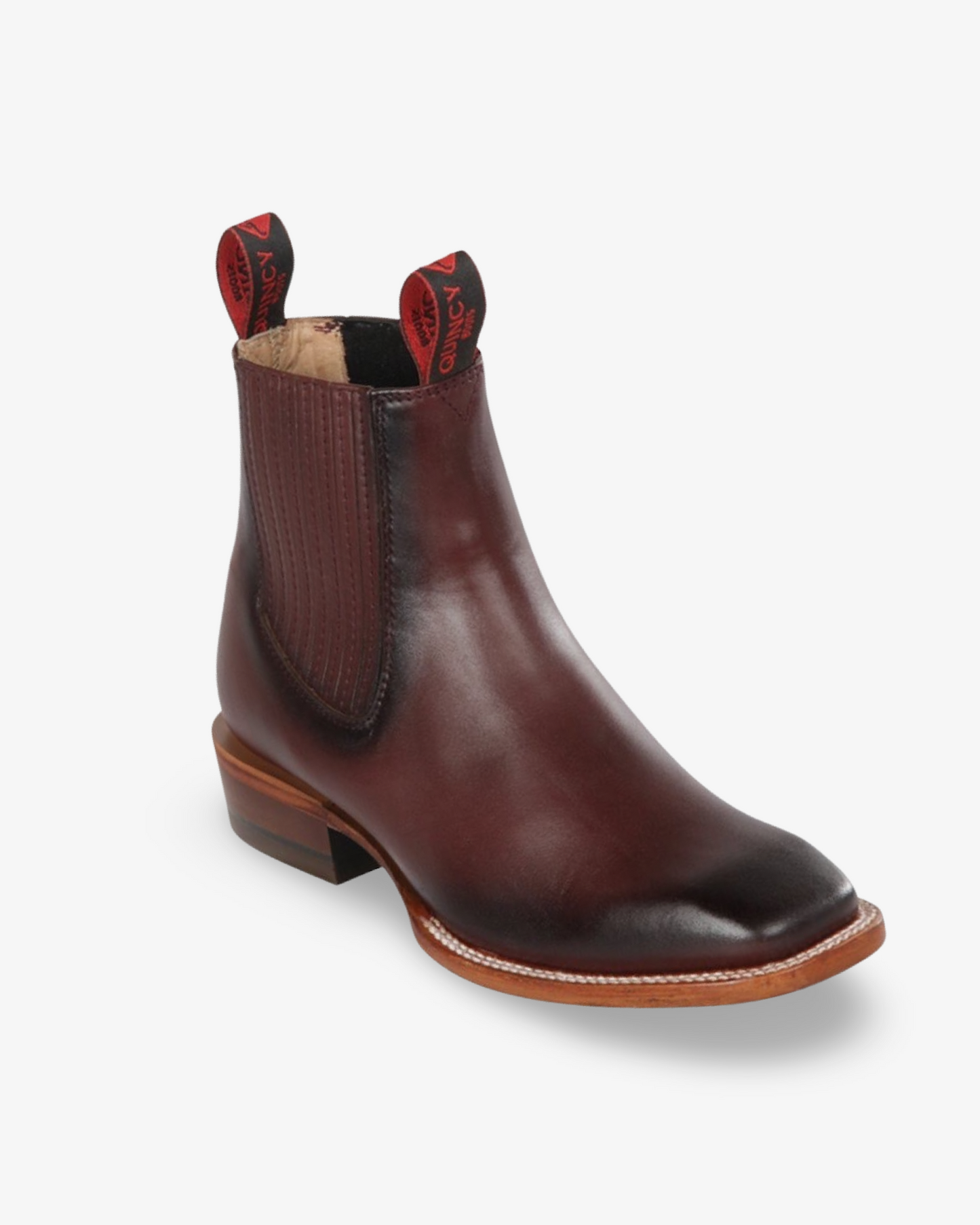 Quincy Boot Brown Leather Square Toe Botin Charro