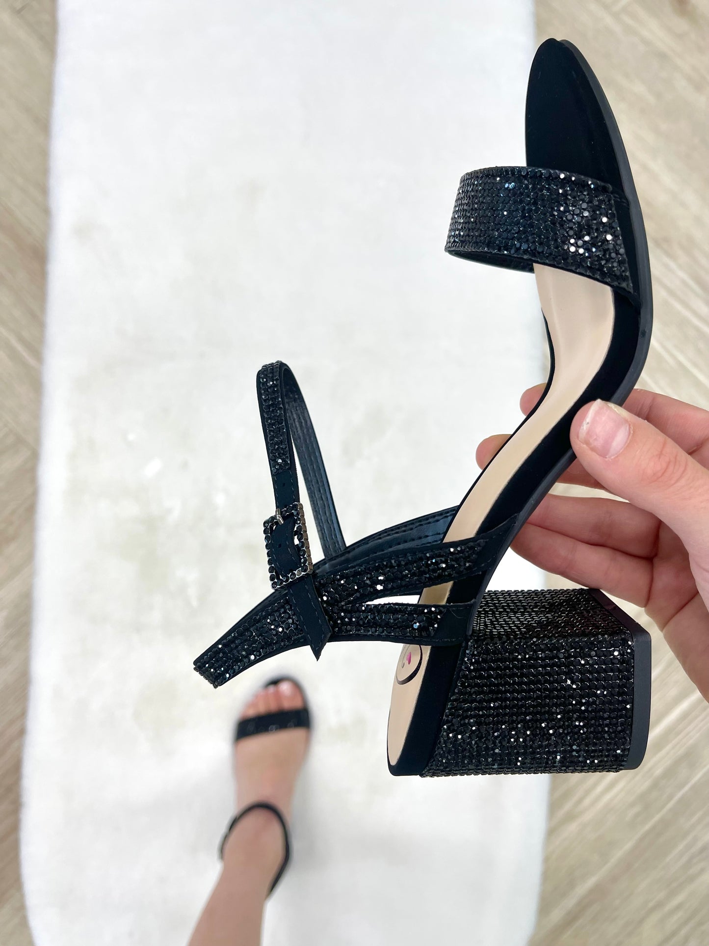 Delicious Ulicia Chunky Sparkly Heel