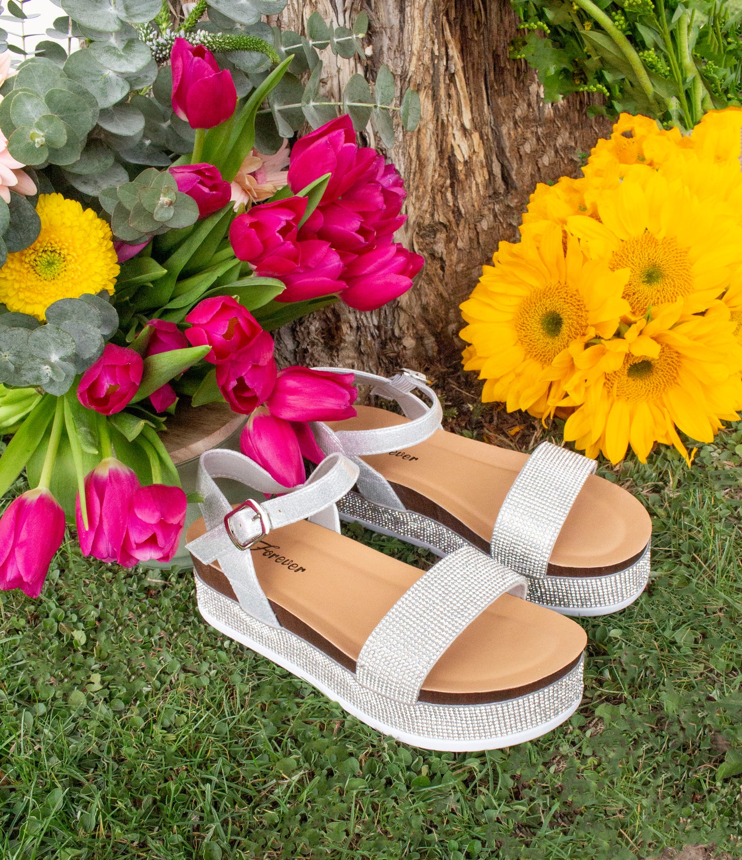 Forever Lajolla Platform Rhinestone Sandals