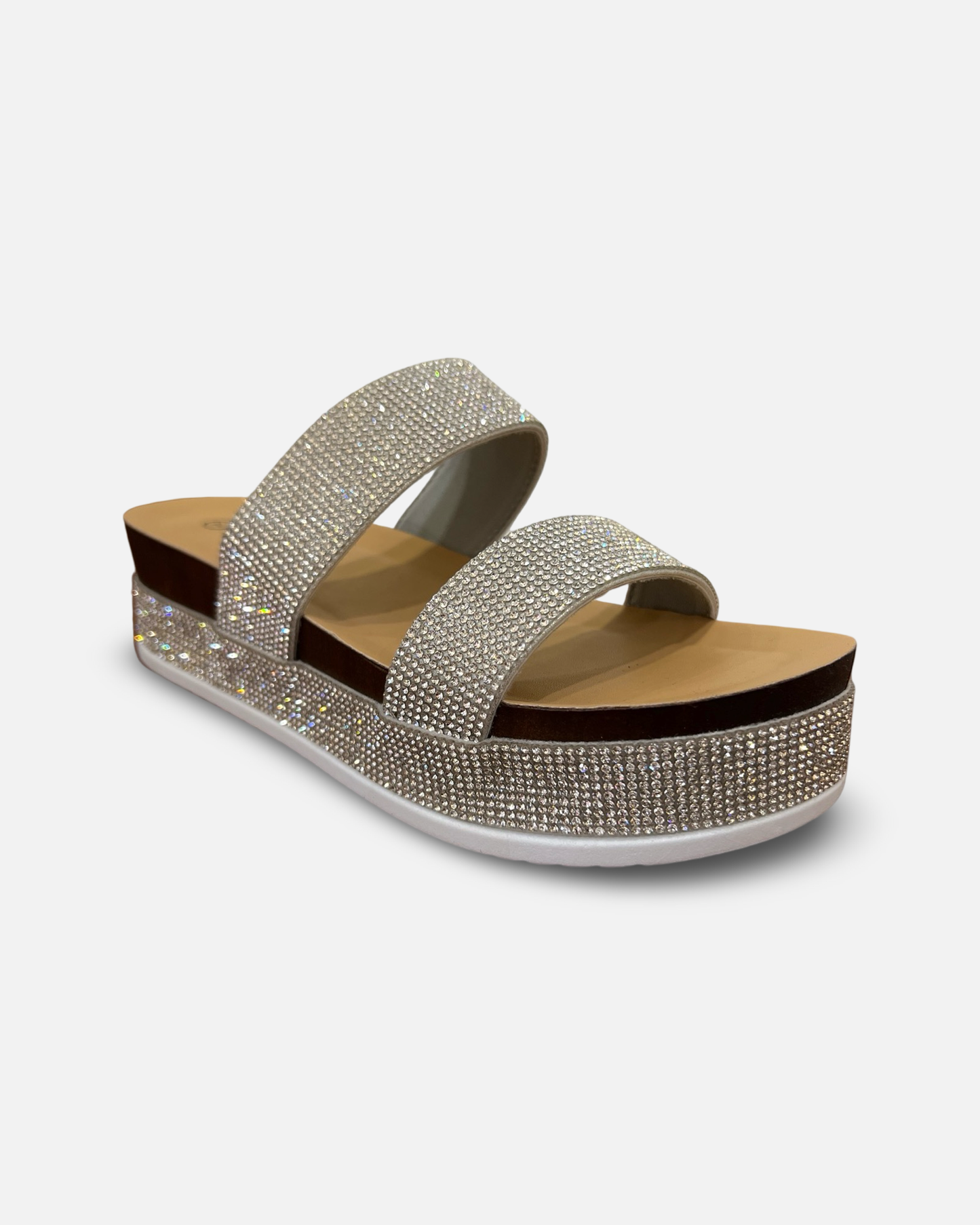 Forever Lajolla Rhinestone Platform Slide Sandal