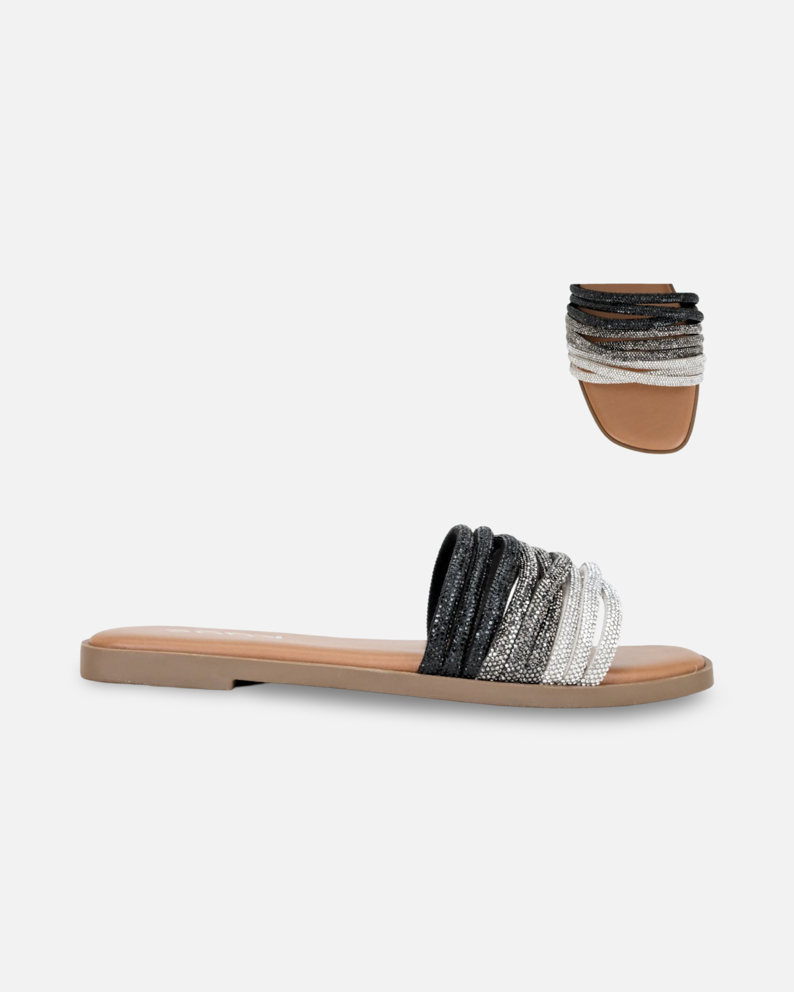 Soda Stable Rhinestone Slip On Sandal – Castaneda Shoes