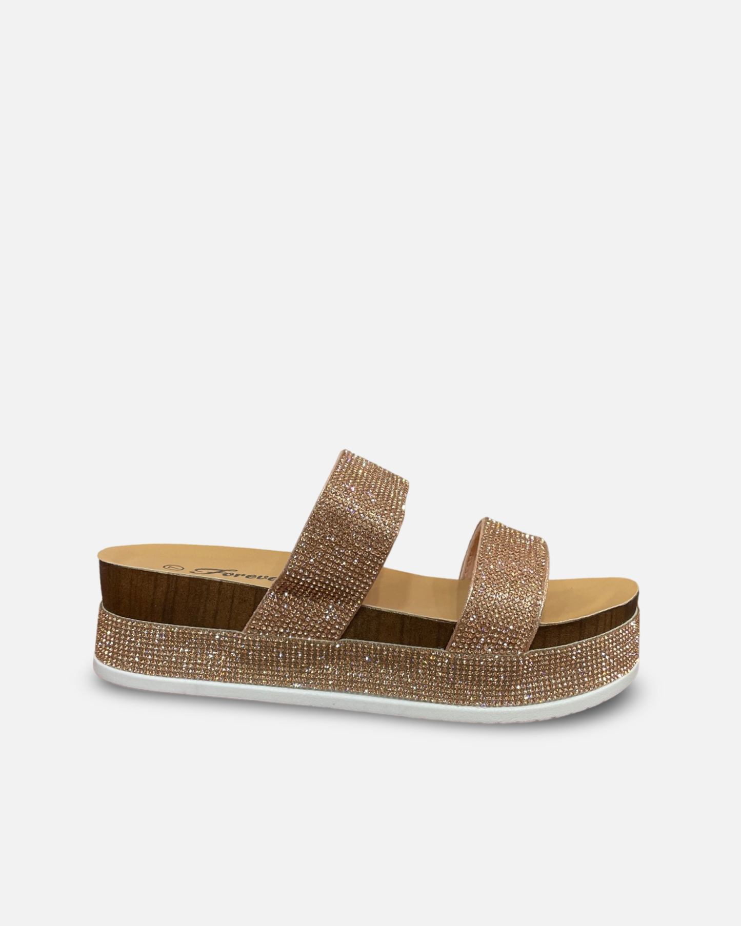 Forever Lajolla Rhinestone Platform Slide Sandal