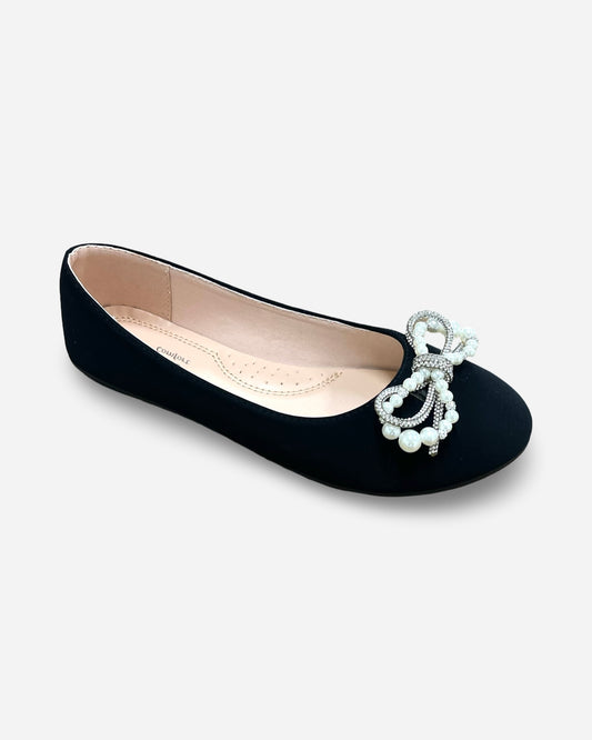 Forever Gloria Pearl/Rhinestone Bow Ballet Flat