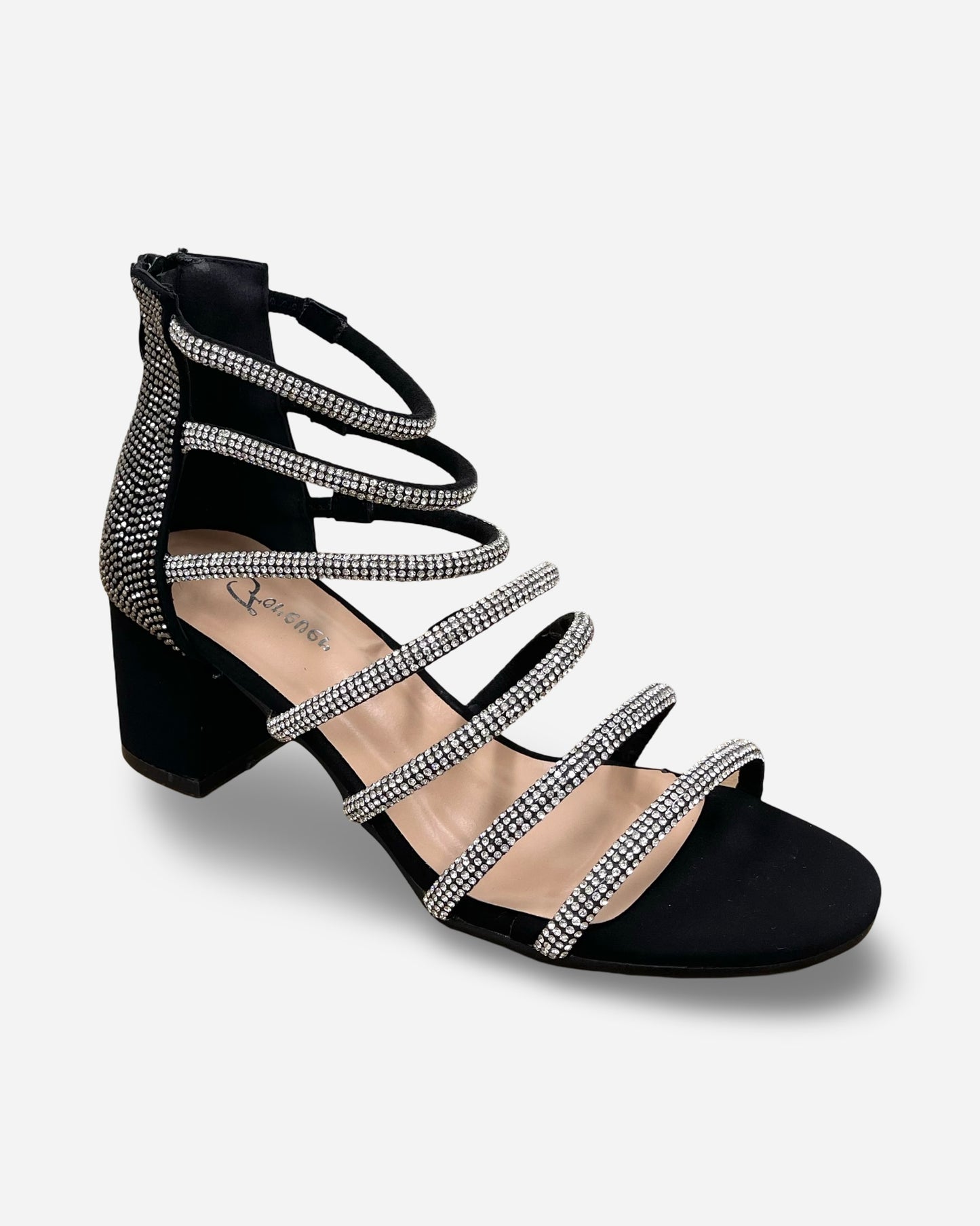 Forever Rhinestone Multi Strap Chunky Heel