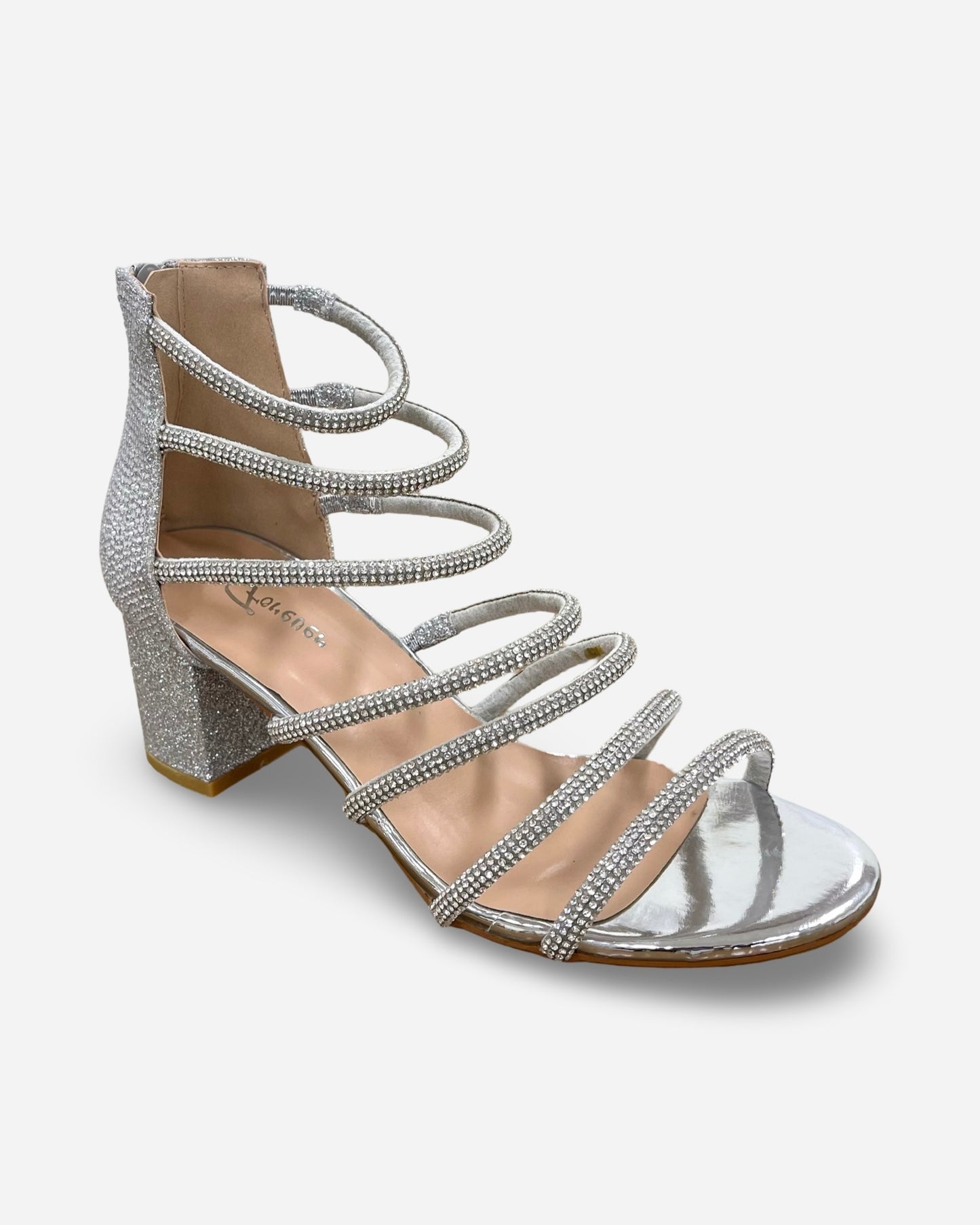 Forever Rhinestone Multi Strap Chunky Heel