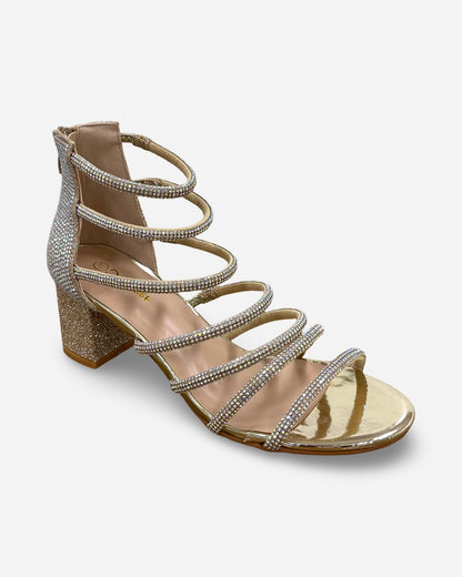Forever Rhinestone Multi Strap Chunky Heel