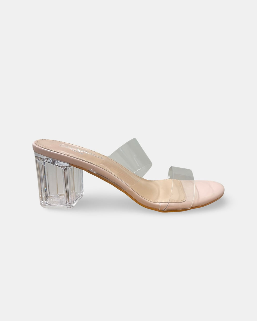 Forever Notary Clear Open Toe Chunky Heel