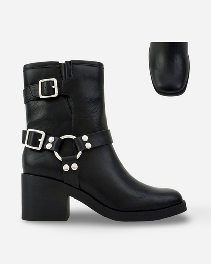 Soda Addax Women Ankle Biker Boot With Buckles