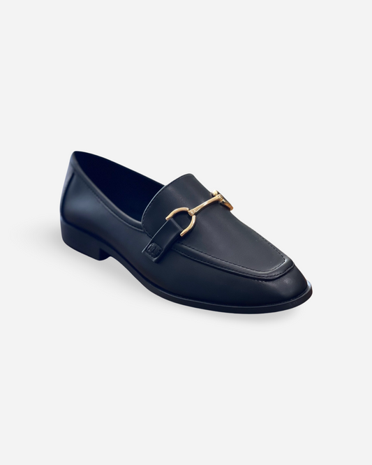 Soda Guitar Gold Buckle Loafer Flats