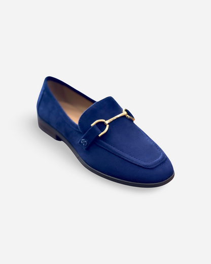 Soda Guitar Gold Buckle Loafer Flats