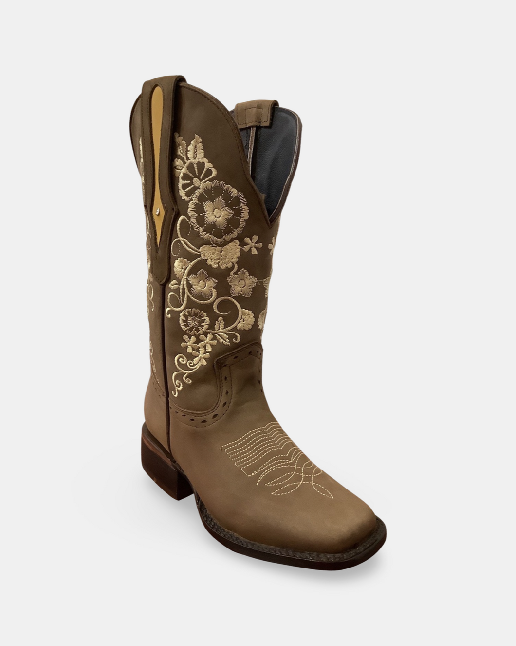 Arles Brown Boots with Flowers
