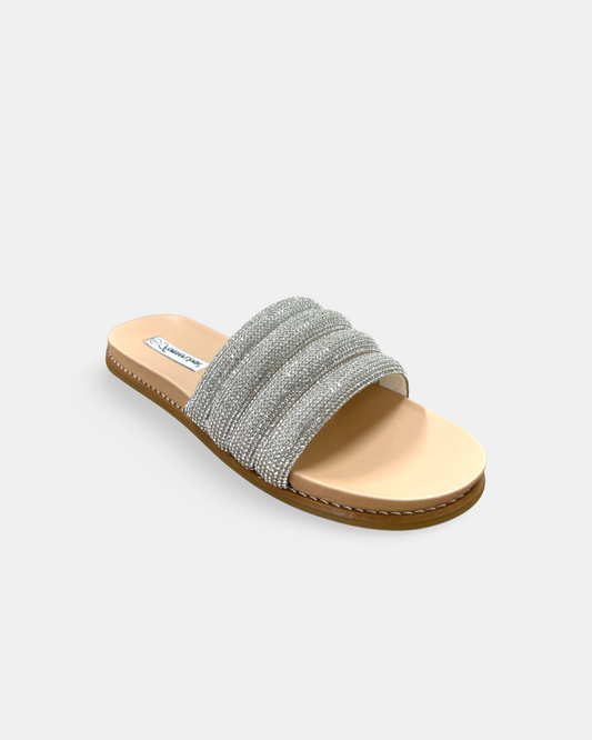 Forever Rhinestone Strap Slid On Sandal