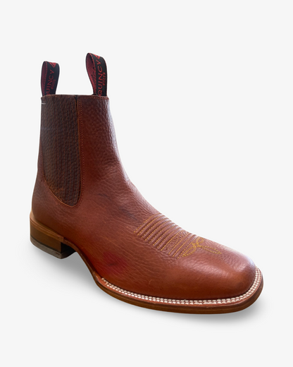 Quincy Boots Chedron Rhino Leather Wide Square Toe Botin Charro