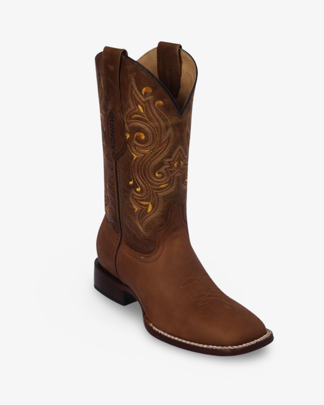 Quincy Boots Dark Brown Leather Wide Square Toe Cowboy Boot