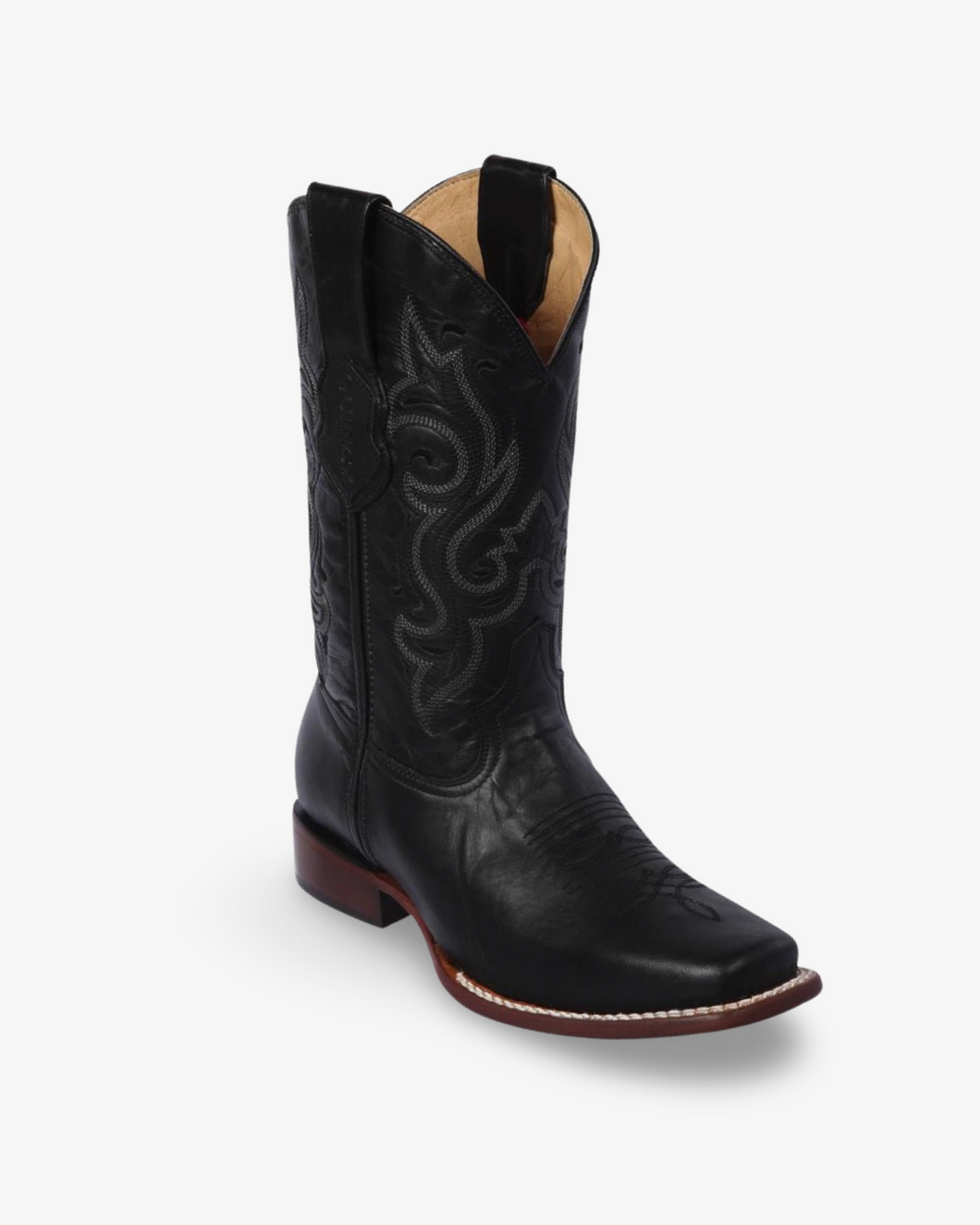 Quincy Boots Black Leather Square Toe Cowboy Boot