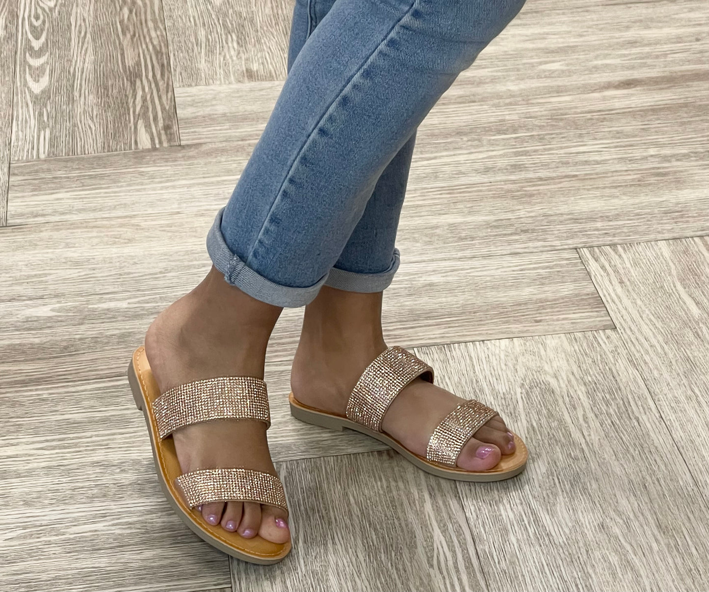 Soda Among Rhinestone Sandal