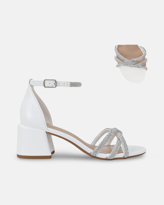 Delicious Neena Rhinestone Chunky Heel