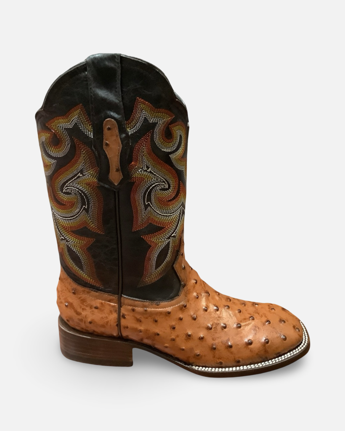 Arles Imitation Ostrich Engraved Cow Leather Cognac Men Boot