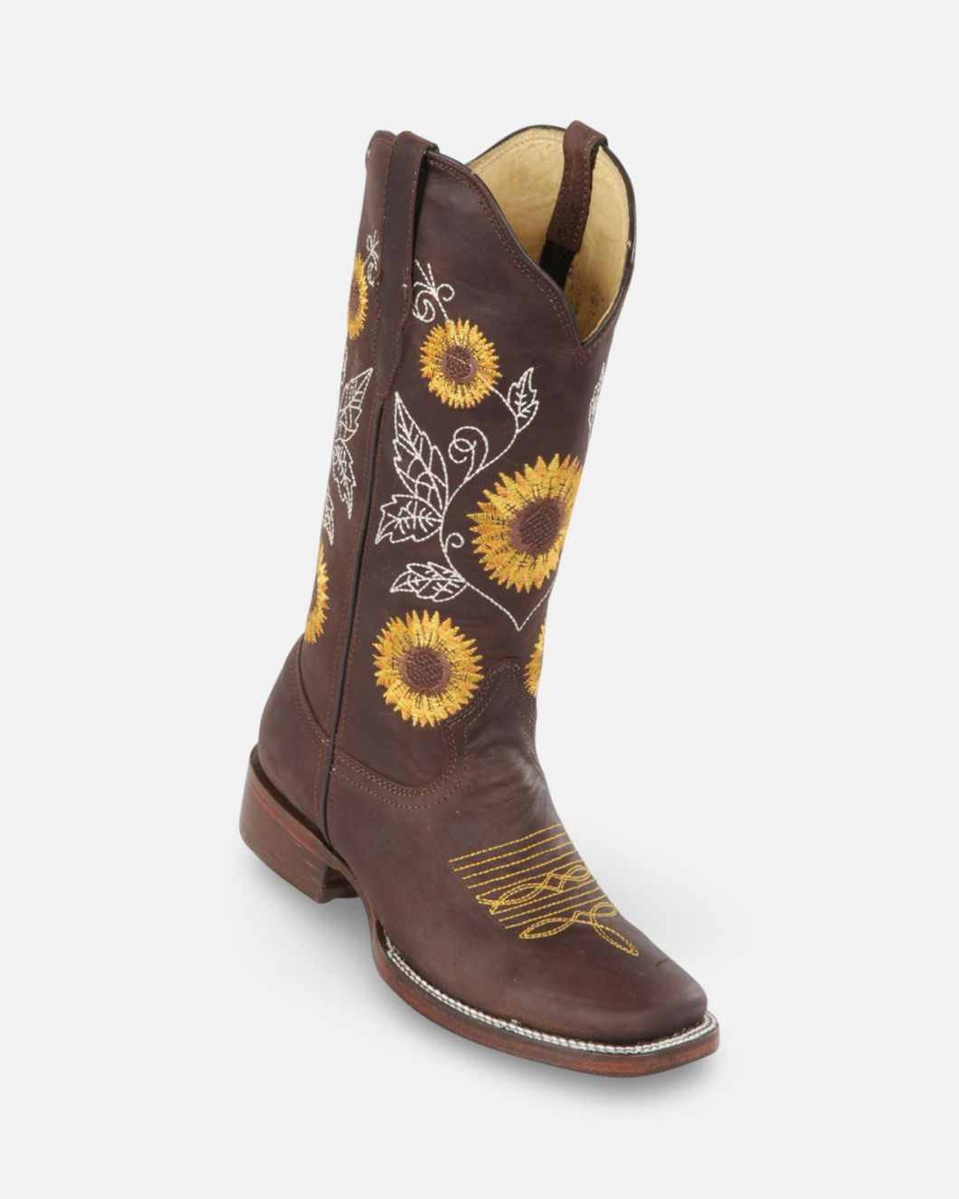 Quincy Boots Dark Brown Sunflower Wide Square Toe Boot