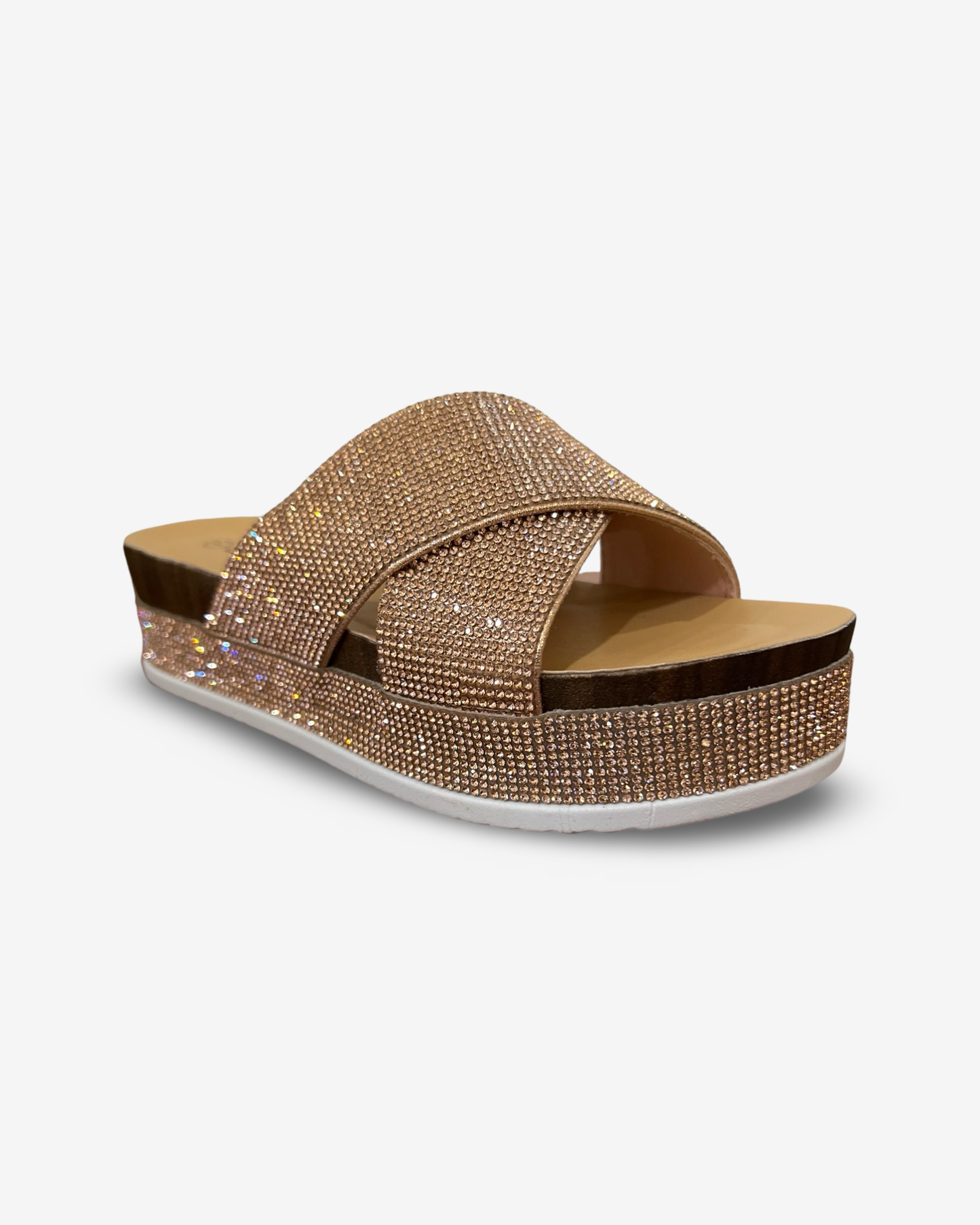 Forever Lajolla Rhinestone Platform Slide Sandal