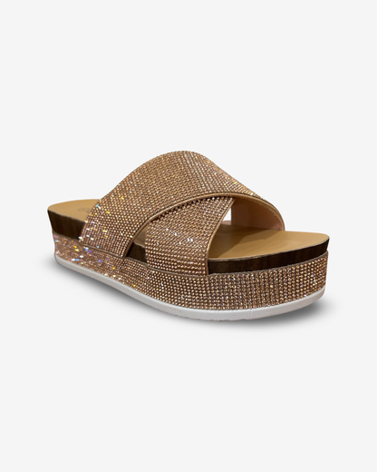 Forever Lajolla Rhinestone Platform Slide Sandal