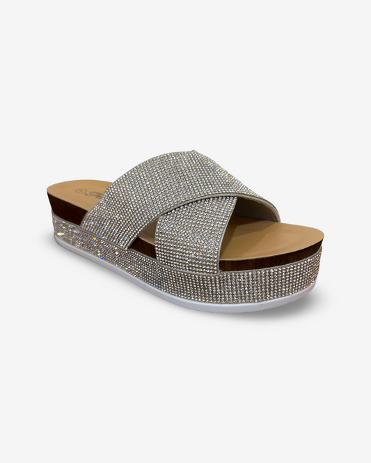 Forever Lajolla Rhinestone Platform Slide Sandal