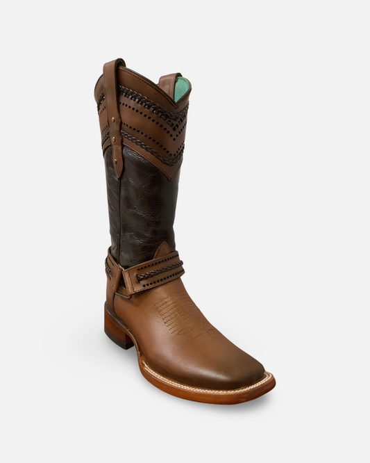 Quincy Boots Brown Cow Leather Wide Square Toe Boot
