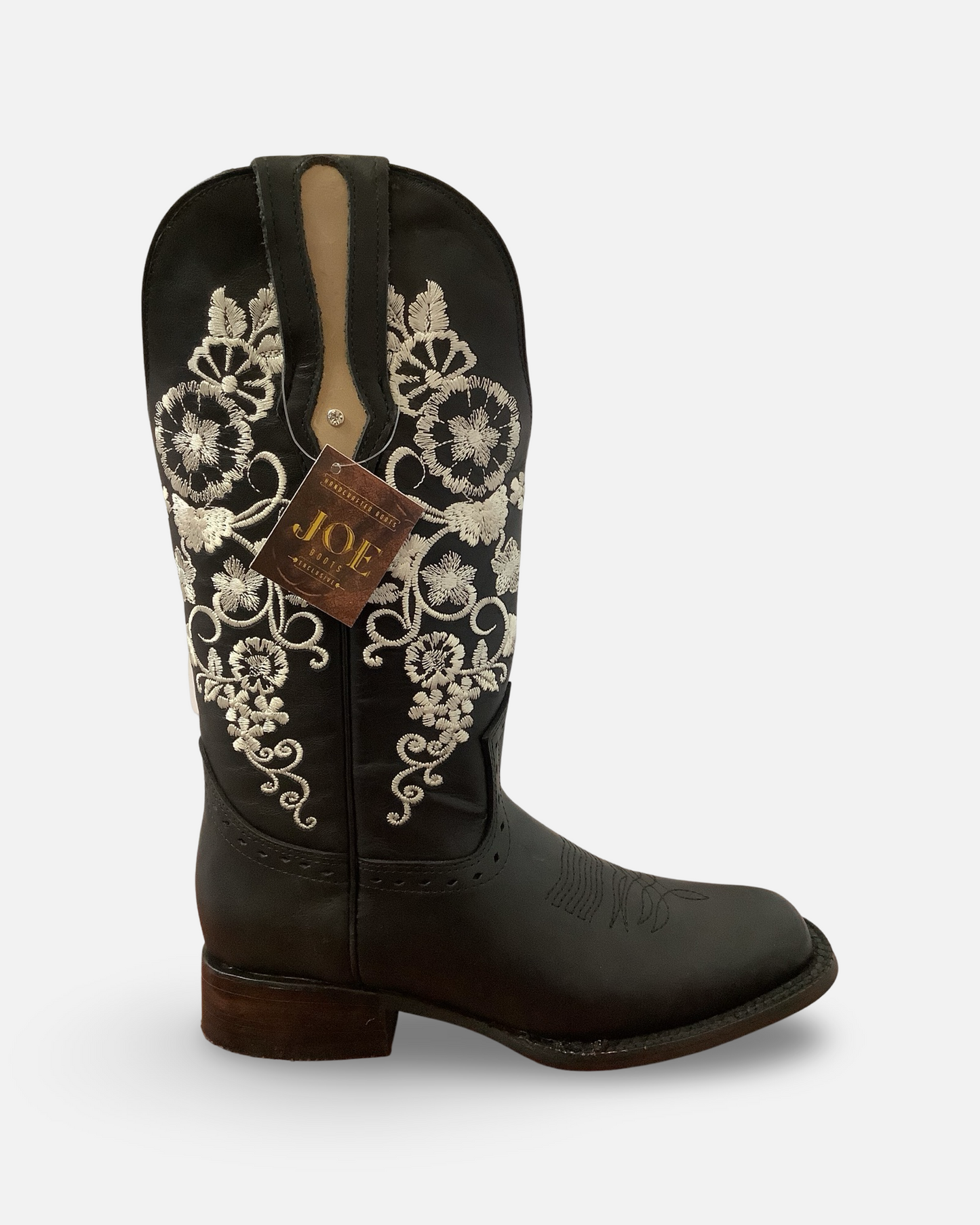 Arles Floral Stitch Black Western Women Boot