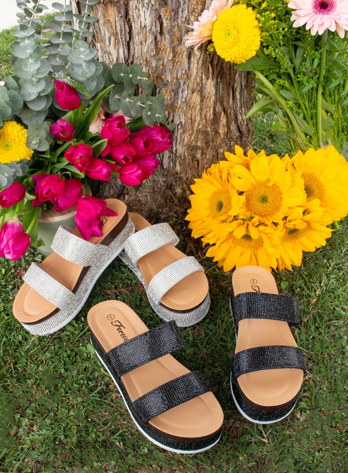 Forever Lajolla Rhinestone Platform Slide Sandal