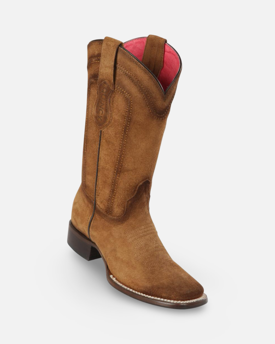 Quincy Boots Tan Suede Leather Wide Square Toe Boot