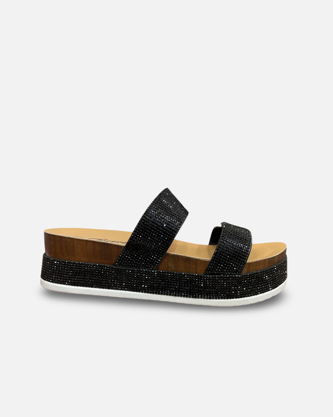 Forever LaJolla-87 Rhinestone Platform Slide Sandal