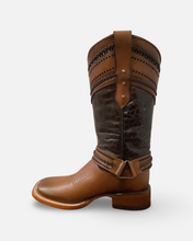 Load image into Gallery viewer, Quincy Boots Brown Cow Leather Wide Square Toe Boot
