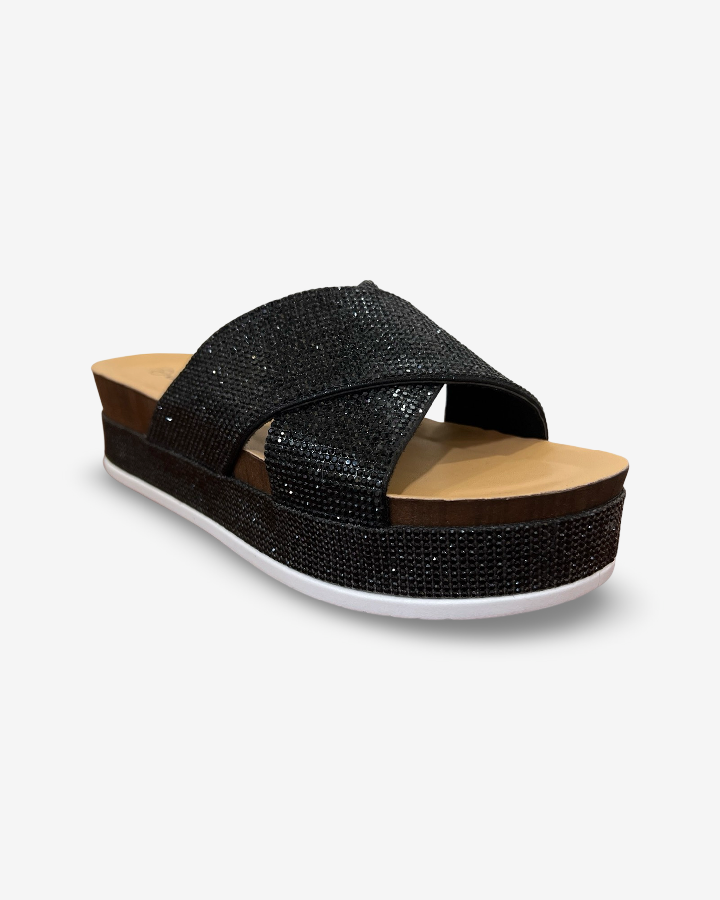 Forever Lajolla Rhinestone Platform Slide Sandal