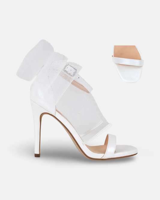 Delicious Cottage White Ribbon Bow Stiletto