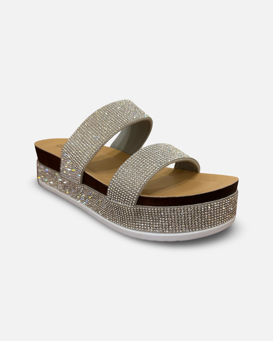 Forever Lajolla Rhinestone Platform Slide Sandal