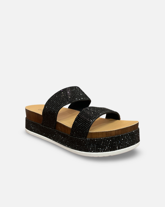 Forever Lajolla Rhinestone Platform Slide Sandal