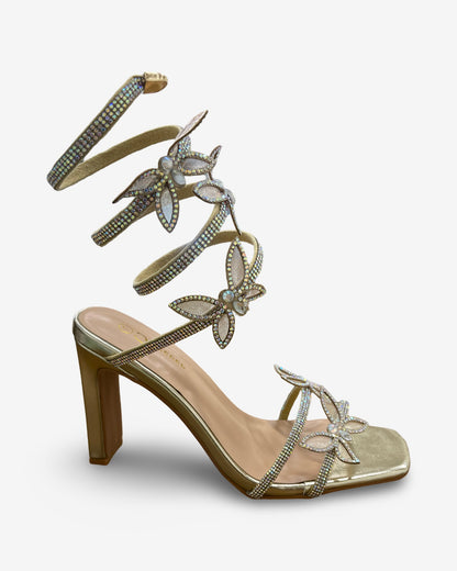 Forever Lottery Rhinestone Lace Up Heel