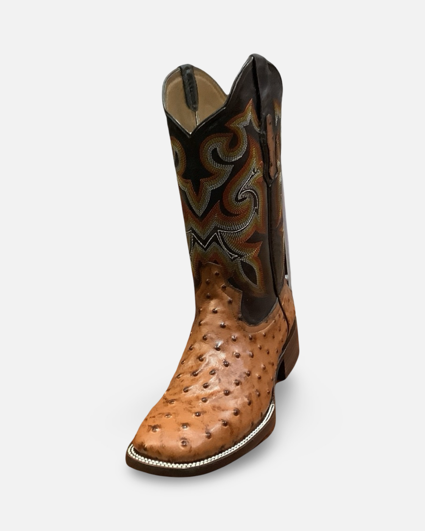 Arles Imitation Ostrich Engraved Cow Leather Cognac Men Boot