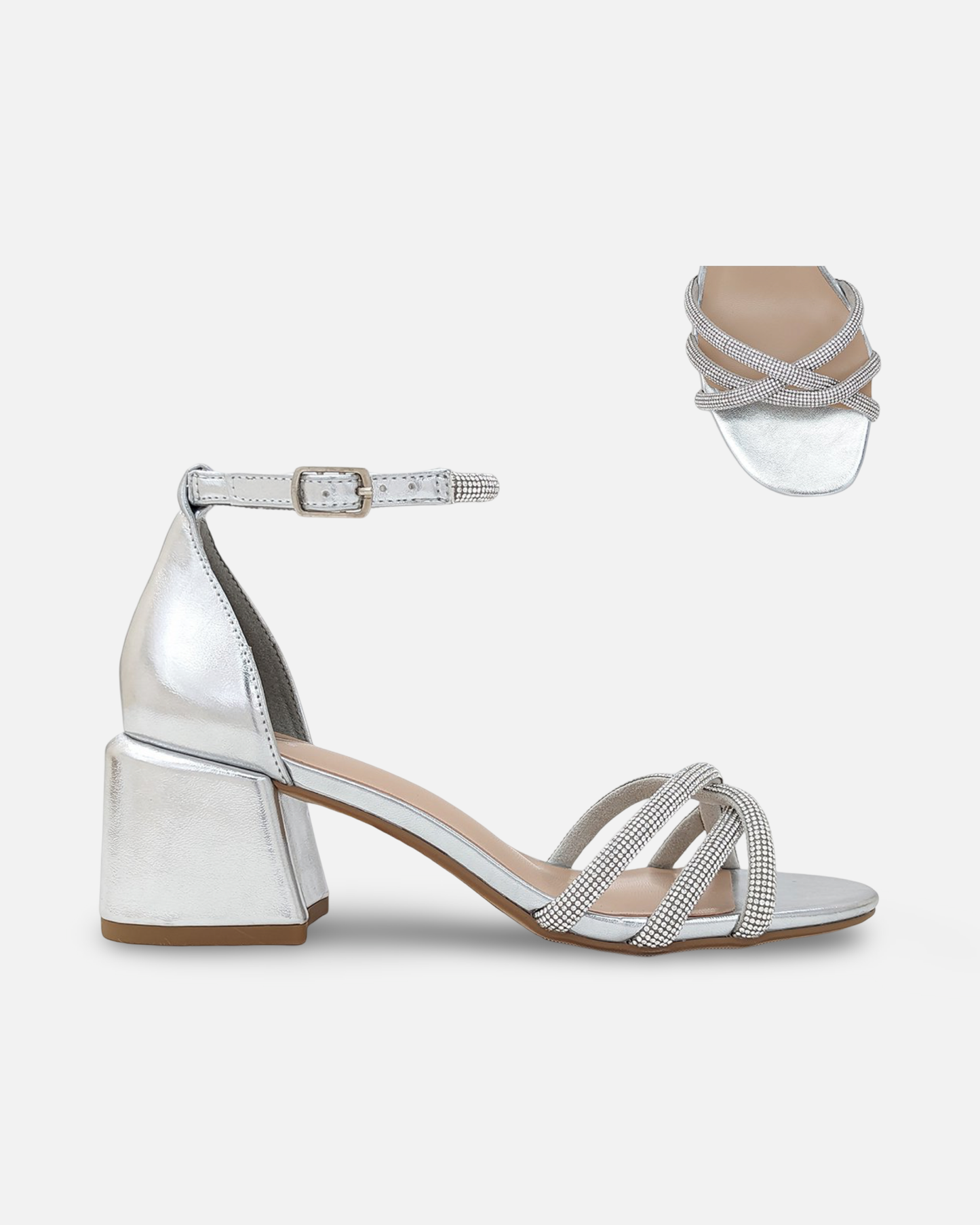 Delicious Neena Rhinestone Chunky Heel