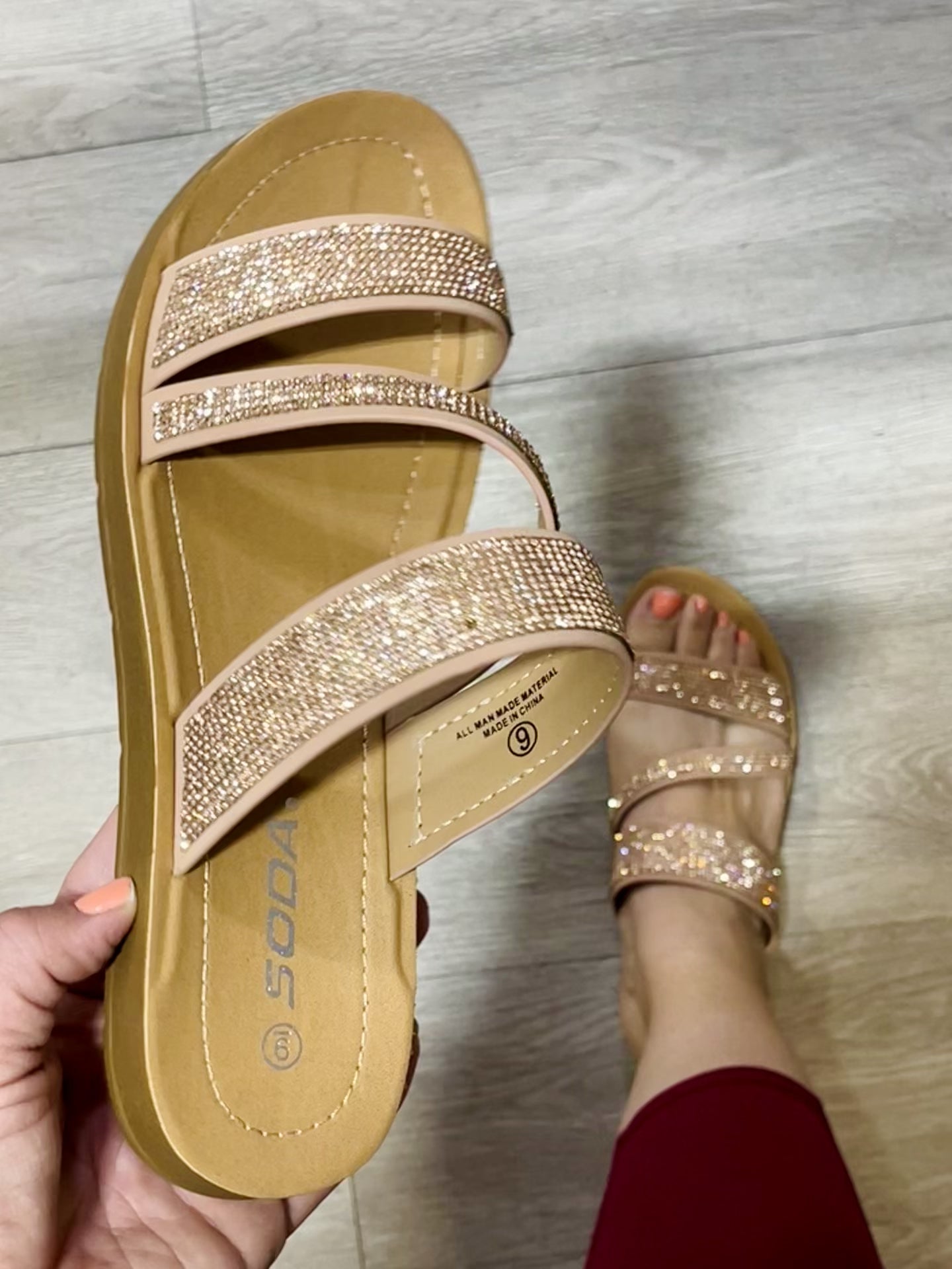 Soda Zeal Rhinestone Sandal – Castaneda Shoes