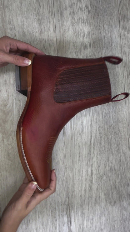 Quincy Boots Chedron Rhino Leather Wide Square Toe Botin Charro