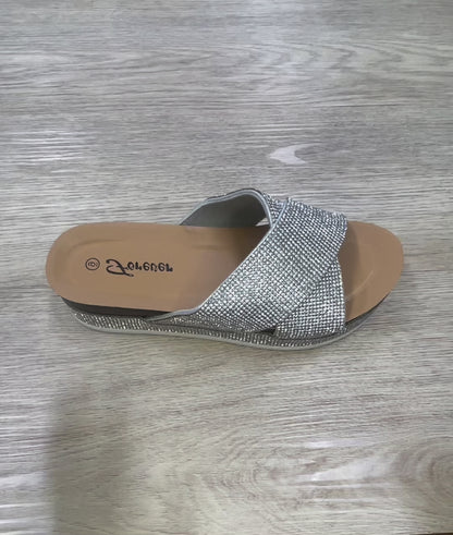 Forever Lajolla Rhinestone Platform Slide Sandal