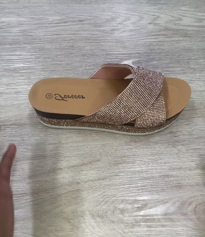 Forever Lajolla Rhinestone Platform Slide Sandal