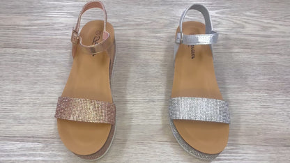 Forever Lajolla  Platform Rhinestone Sandals